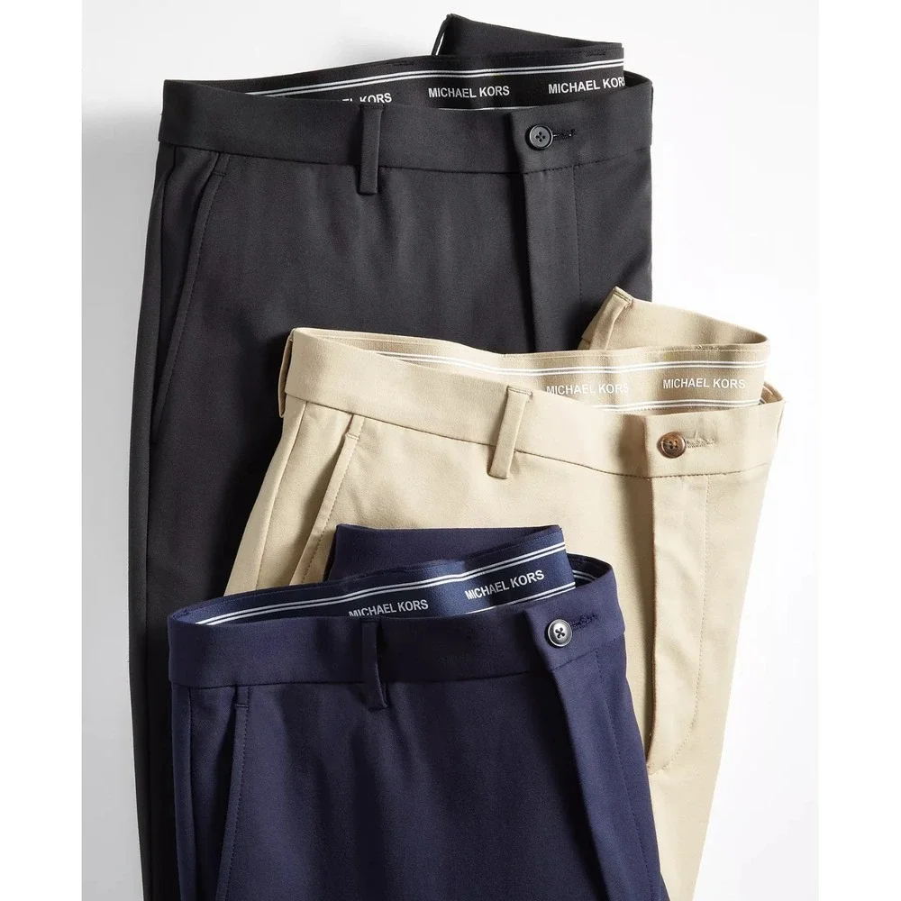 Michael Kors Men's Classic-Fit Cotton-Blend Dress Pants Black Size 34W 30L